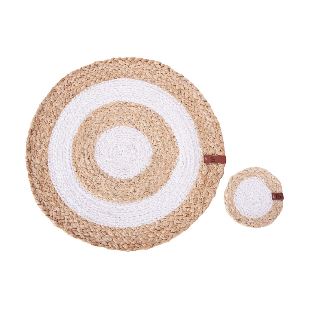 Tapis rond décoratif en jute et coton pour la maison - 30 x 30 x 1