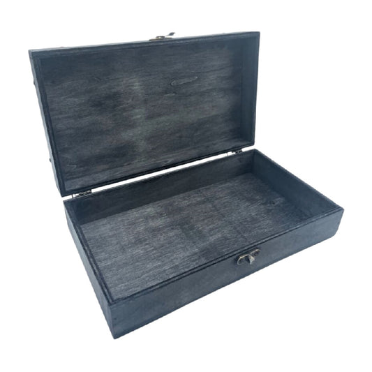 Boîte de rangement en bois noir pour objets divers - 30 x 20 x 10