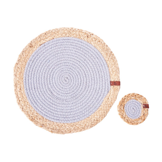 Tapis rond en jute et coton pour décoration intérieure - 30 x 30 x 1